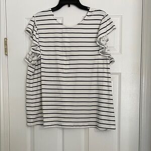 Striped Ruffle Sleeve Top
